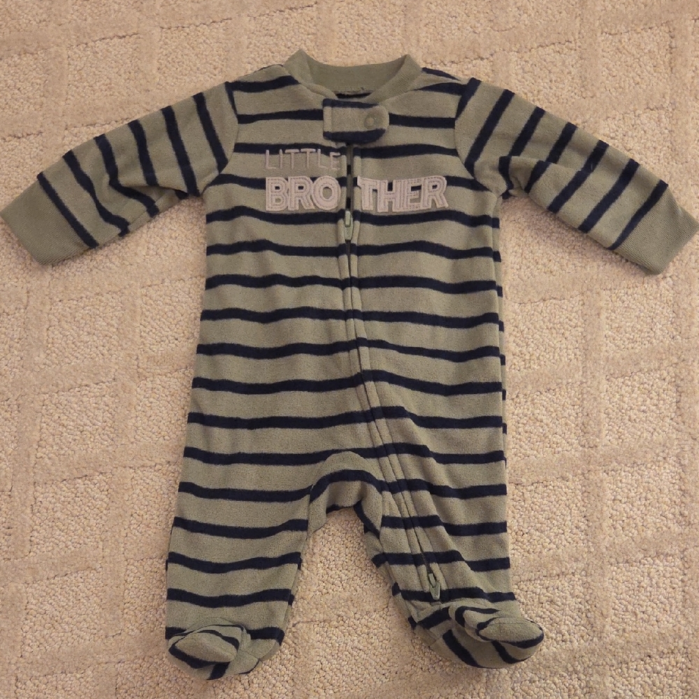 Carter's Green and Black Striped Footie